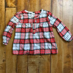 Carters plaid shirt 18 months Christmas red green gold festive holiday
